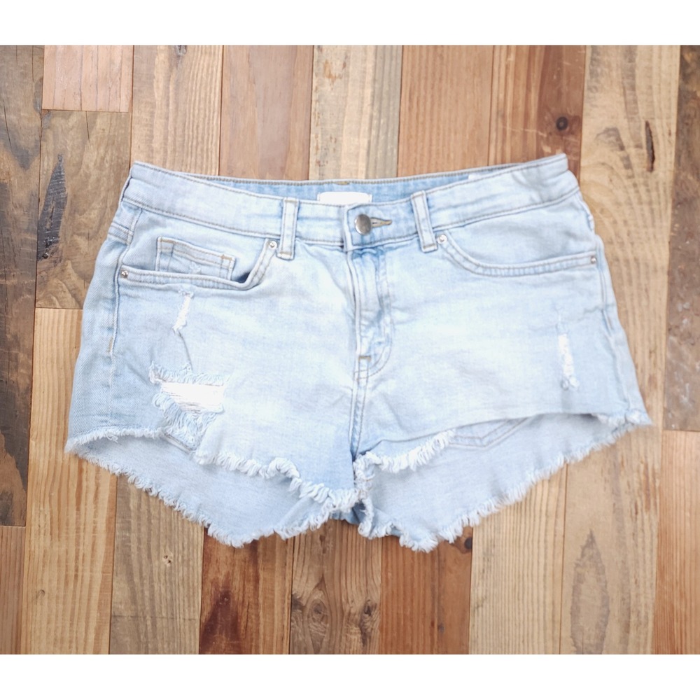 HM Womens Distressed Denim Cut Off Shorts Light Wash Blue Size 6 0478972 5